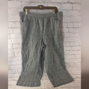 J Jill Love Linen 100% Linen Wide Leg Lagenlook Large Coastal Pants Side Zipper